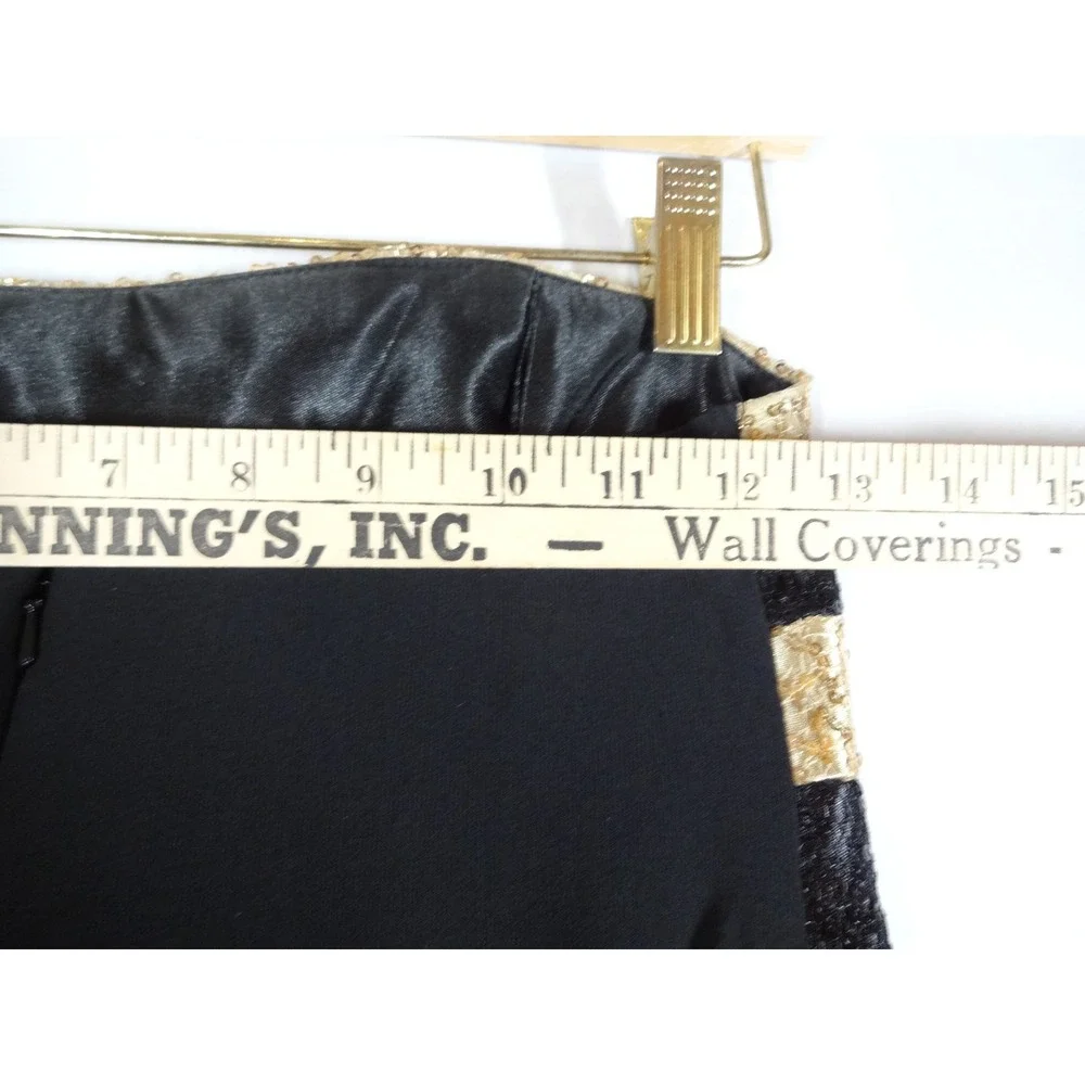 VTG Jessica McClintock Gunne Sax Dress Womens 3 Black Gold Sequin Bubble Hem